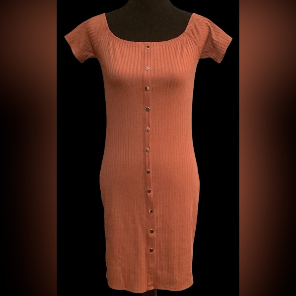 Say What? Brown Ribbed Buttoned Mini Dress